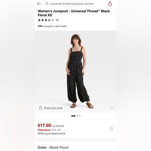 Universal Thread Black Floral Jumpsuit NWT size xxl
